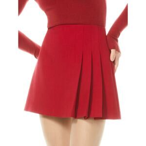 ALICE + OLIVIA Semira Pleated Red Miniskirt